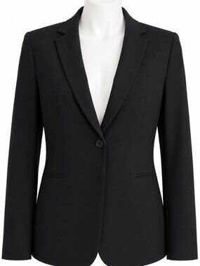 Size 12 Womens Black Tailored Blazer Career Office Business Suit Jacket Academic